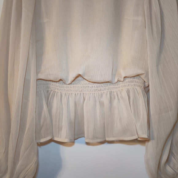 A. Calin By Flying Tomato Boho Sheer Peplum Blouse - Picture 6 of 10